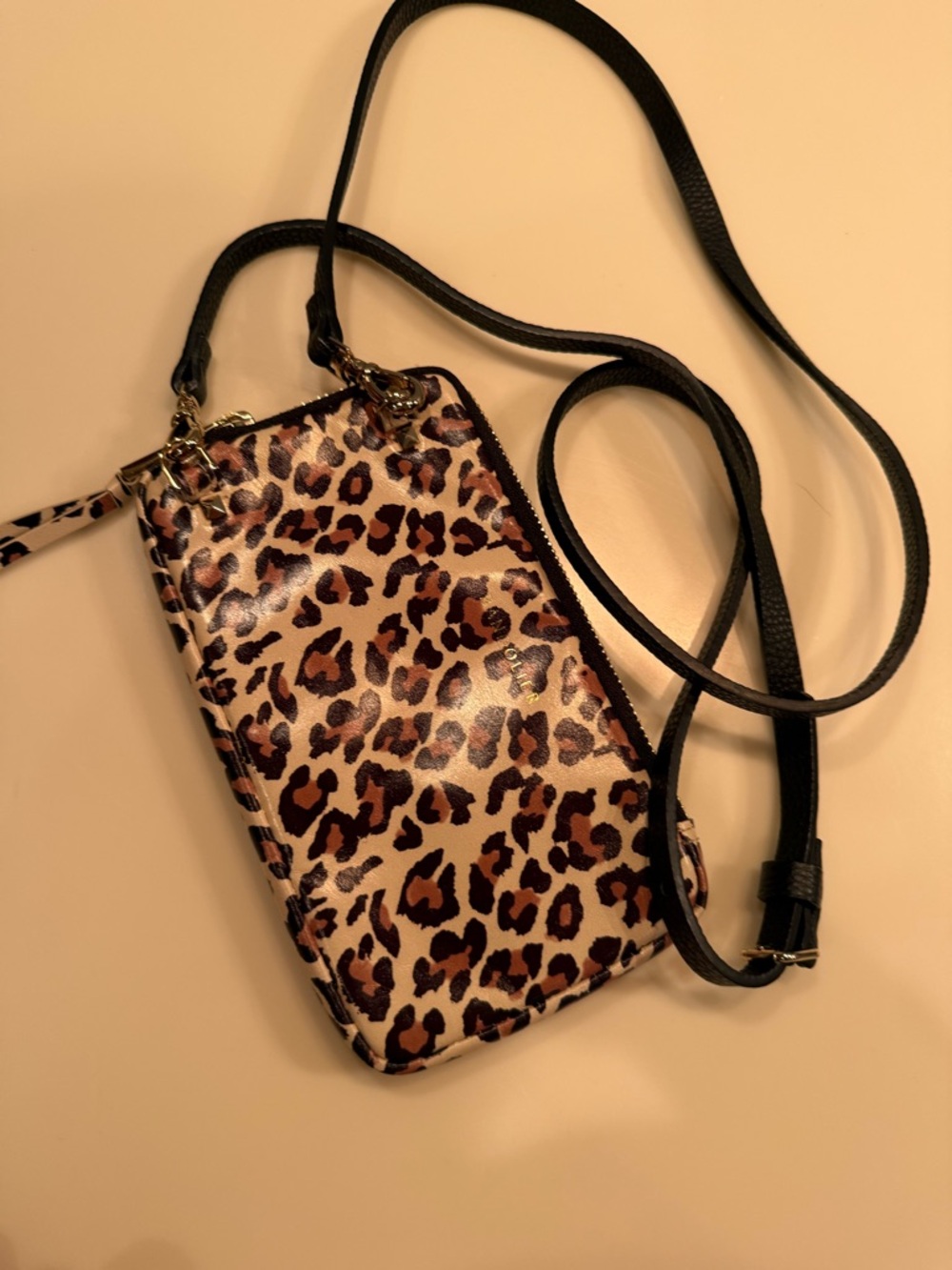 Bandolier Pouch  smooth, leather Leopard expandable, zip pouch
